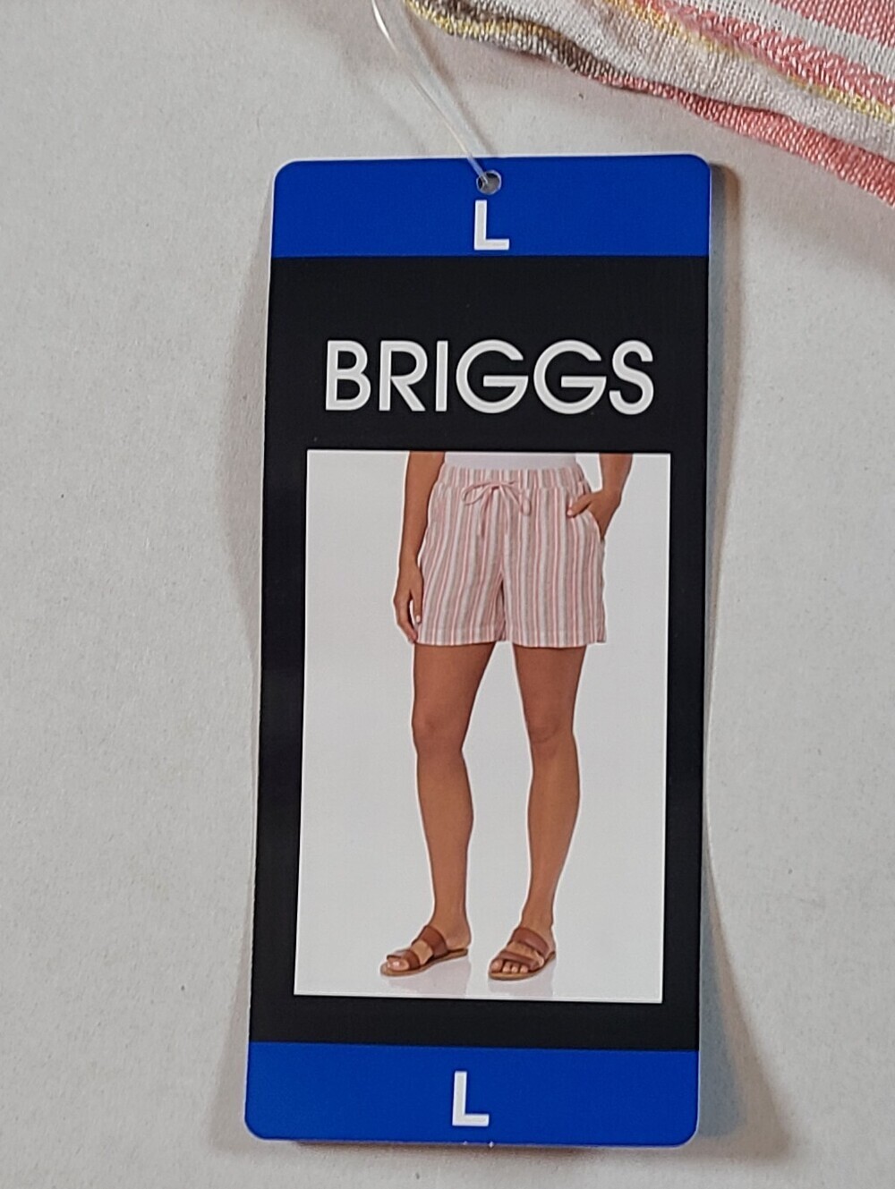 Briggs New York Women's Striped Shorts Large Elastic Waist NWT Linen Blend - Picture 5 of 12